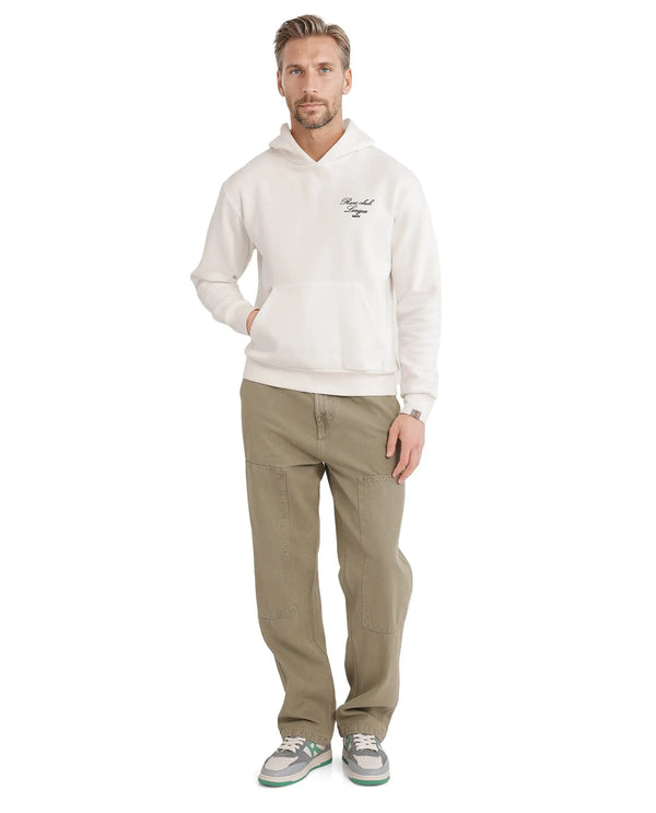Rare Rabbit Men Kant Off White Full Sleeve Hooded Boxy Fit Printed Sweatshirt