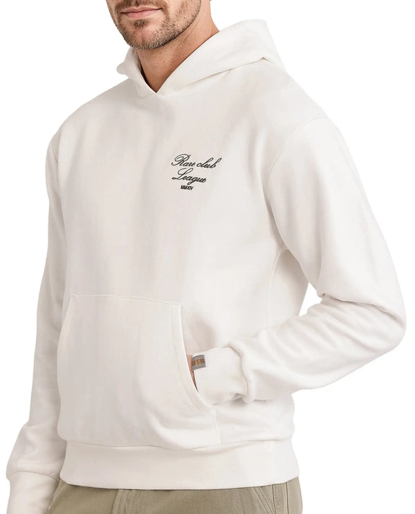 Rare Rabbit Men Kant Off White Full Sleeve Hooded Boxy Fit Printed Sweatshirt