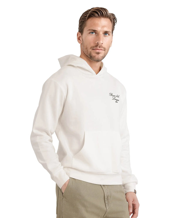 Rare Rabbit Men Kant Off White Full Sleeve Hooded Boxy Fit Printed Sweatshirt