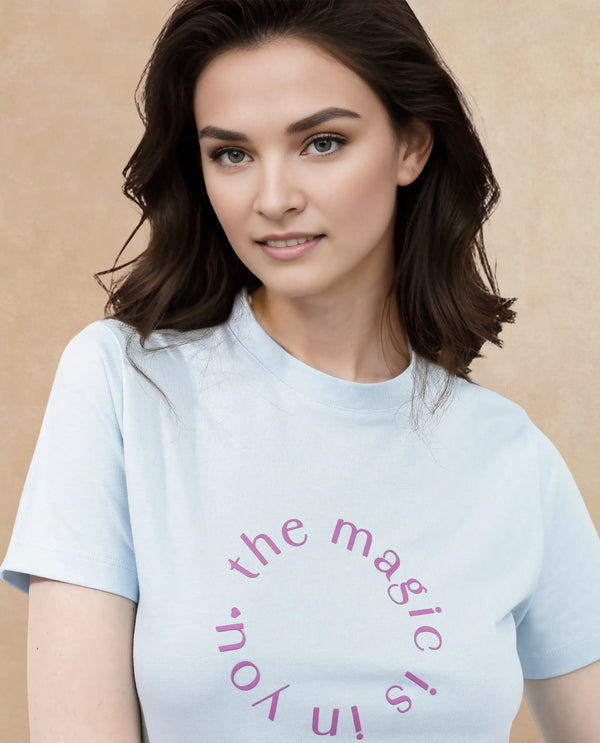 Rareism Women Karlie Light Blue Cotton Poly Fabric Short Sleeve Crew Neck Solid T-Shirt