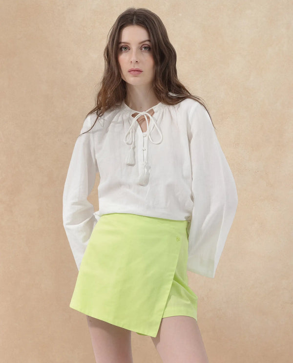 Rareism Womens Karine Flouroscent Green Skirt Cotton Dyed