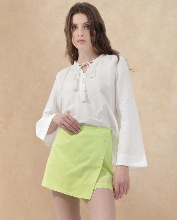 Rareism Womens Karine Flouroscent Green Skirt Cotton Dyed