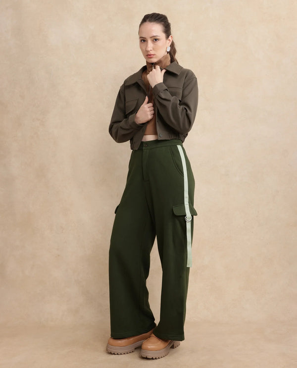 Rareism Women Kar Olive Plain Track Pant