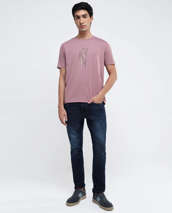 Rare Rabbit Men Keat Pink Short Sleeves Crew Neck Regular Fit Hd Graphic Print T-Shirt