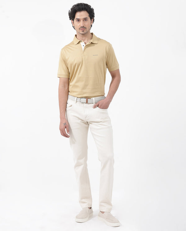 Rare Rabbit Mens Keneth Pastel Brown Short Sleeve Contrast Inner Placket Solid Polo-Tshirt
