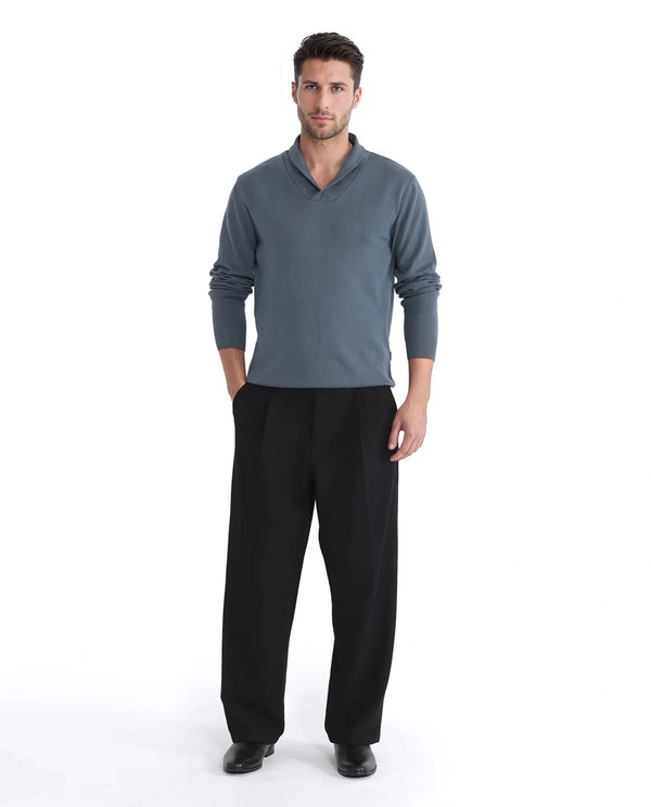 Rare Rabbit Men's Kenlay Dusky Turq Full Sleeve Collarless Regular Fit Plain Sweater