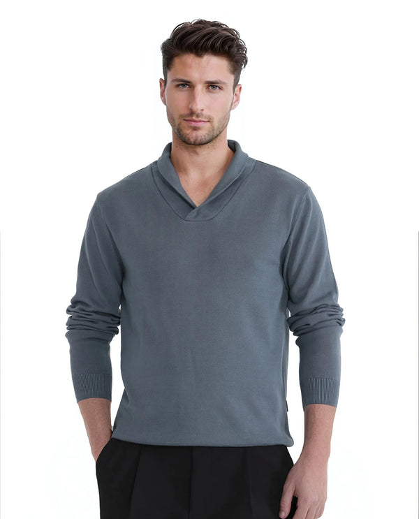 Rare Rabbit Men's Kenlay Dusky Turq Full Sleeve Collarless Regular Fit Plain Sweater