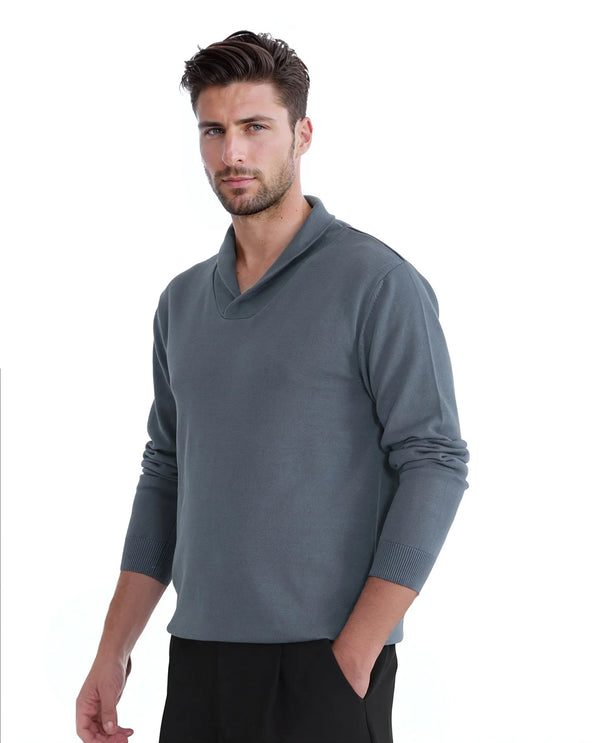 Rare Rabbit Men's Kenlay Dusky Turq Full Sleeve Collarless Regular Fit Plain Sweater