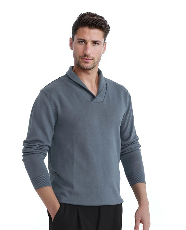Rare Rabbit Men's Kenlay Dusky Turq Full Sleeve Collarless Regular Fit Plain Sweater