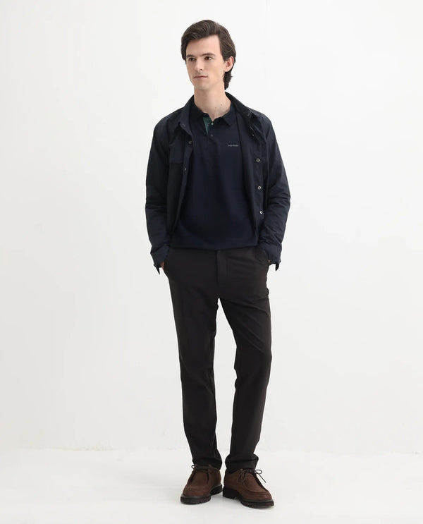 Rare Rabbit Mens Keneth Navy Short Sleeve Contrast Inner Placket Solid Polo-Tshirt