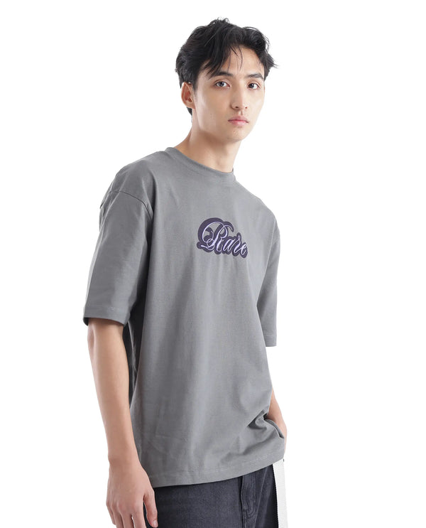 Rare Rabbit Men Kenzo Olive Cotton Fabric Short Sleeve Crew Neck Oversized Fit Embroidered T-Shirt