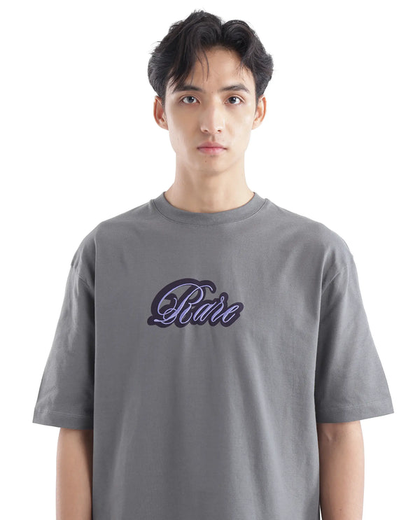 Rare Rabbit Men Kenzo Olive Cotton Fabric Short Sleeve Crew Neck Oversized Fit Embroidered T-Shirt