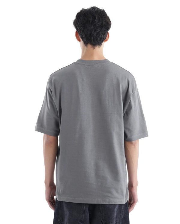 Rare Rabbit Men Kenzo Olive Cotton Fabric Short Sleeve Crew Neck Oversized Fit Embroidered T-Shirt