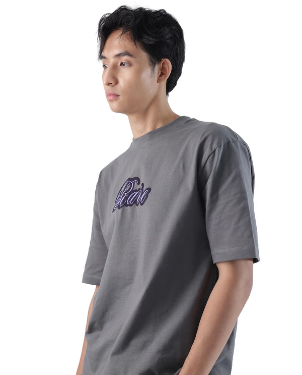 Rare Rabbit Men Kenzo Olive Cotton Fabric Short Sleeve Crew Neck Oversized Fit Embroidered T-Shirt