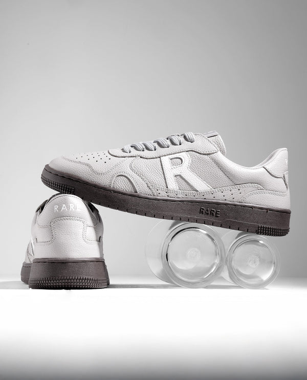 Rare Rabbit Men's Kepler Light Grey Genuine Leather Low-top Lace-up Sneaker Shoes