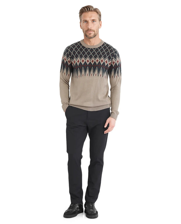 Rare Rabbit Men's Kezeck Light Brown Full Sleeve Crew Neck Regular Fit Argyle Sweater