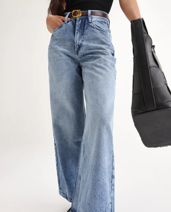 Rareism Women Kikoa Light Blue Cotton Fabric Plain Jeans
