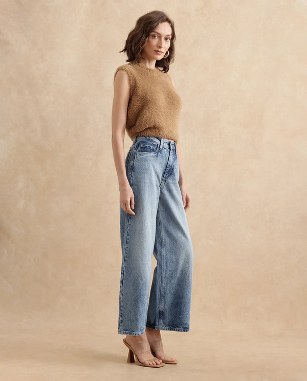 Rareism Women Kikoa Light Blue Cotton Fabric Plain Jeans
