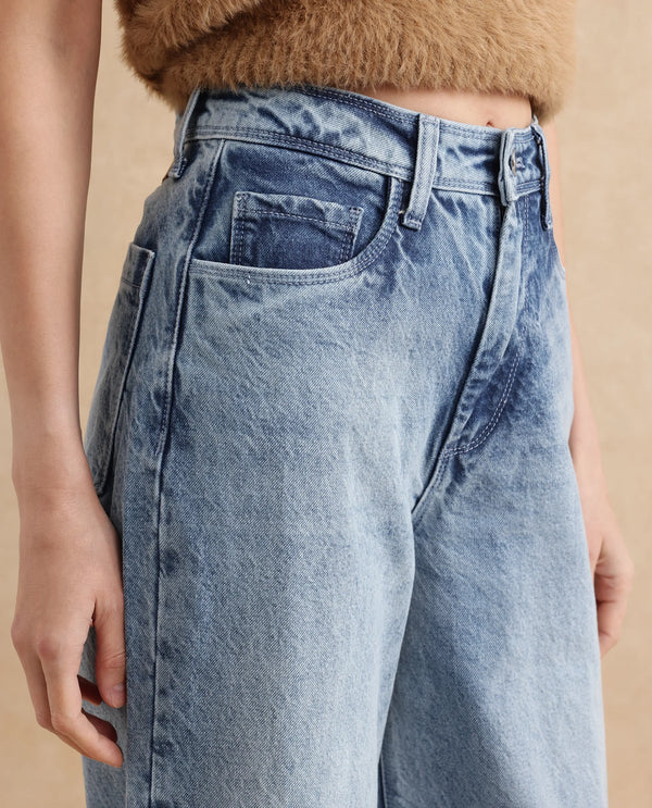 Rareism Women Kikoa Light Blue Cotton Fabric Plain Jeans