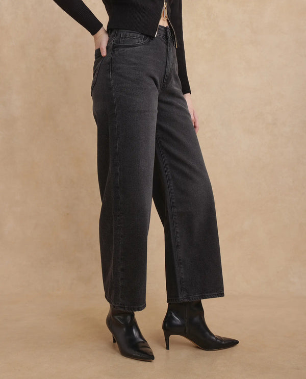 Rareism Women Kinzy Black Cotton Fabric Plain Jeans