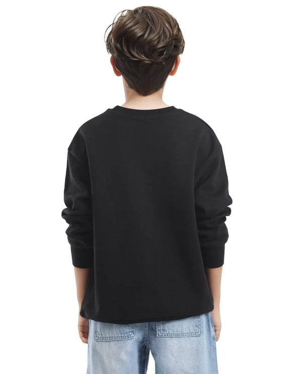 Rare Ones Kids Kiro Black Cotton Full Sleeves Crew Neck Graphic Print Sweatshirt