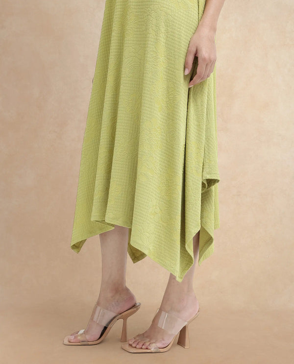 Rareism Women Kisame Light Green Sleeveless Crew Neck Relaxed Fit Plain Midi Dress