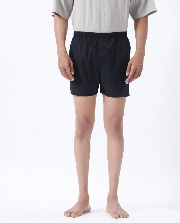 Rare Rabbit Men Kiva Black Lyocell Fabric Button Closure Plain Boxer