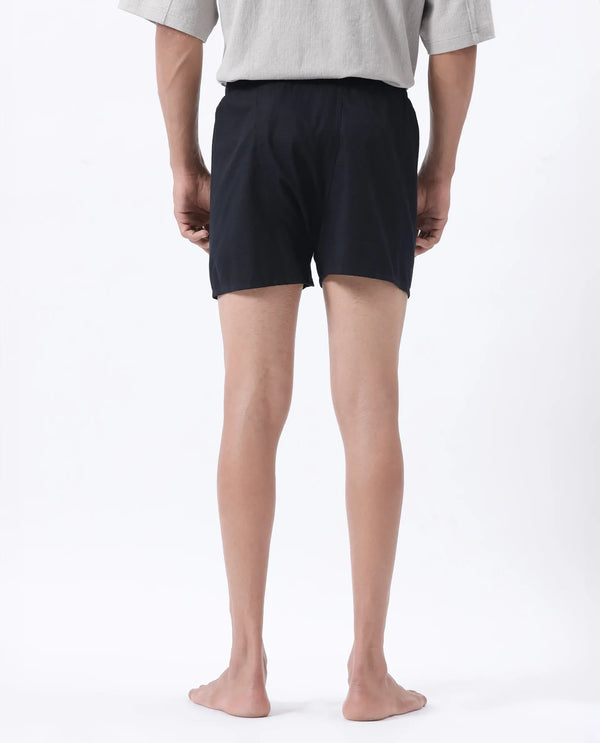 Rare Rabbit Men Kiva Black Lyocell Fabric Button Closure Plain Boxer