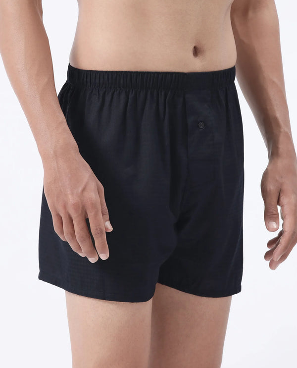 Rare Rabbit Men Kiva Black Lyocell Fabric Button Closure Plain Boxer