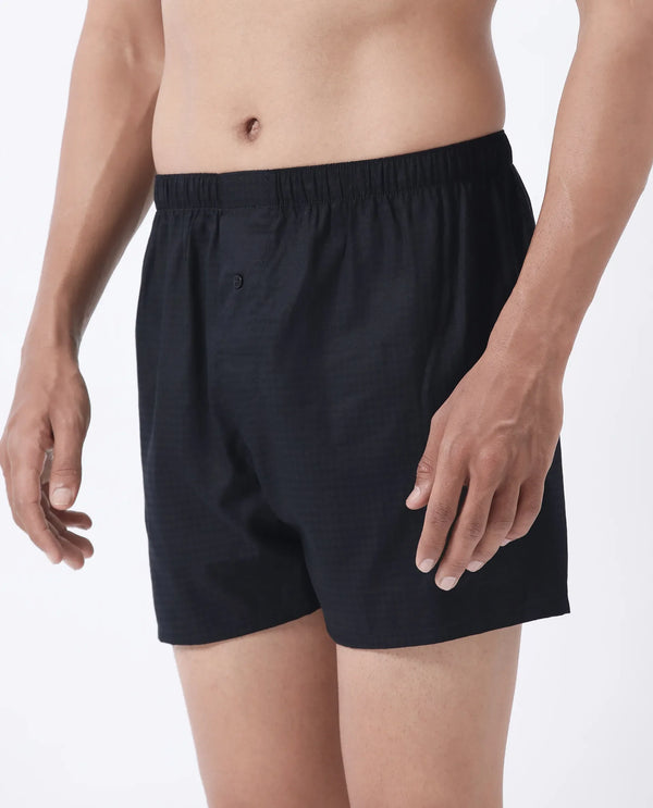 Rare Rabbit Men Kiva Black Lyocell Fabric Button Closure Plain Boxer