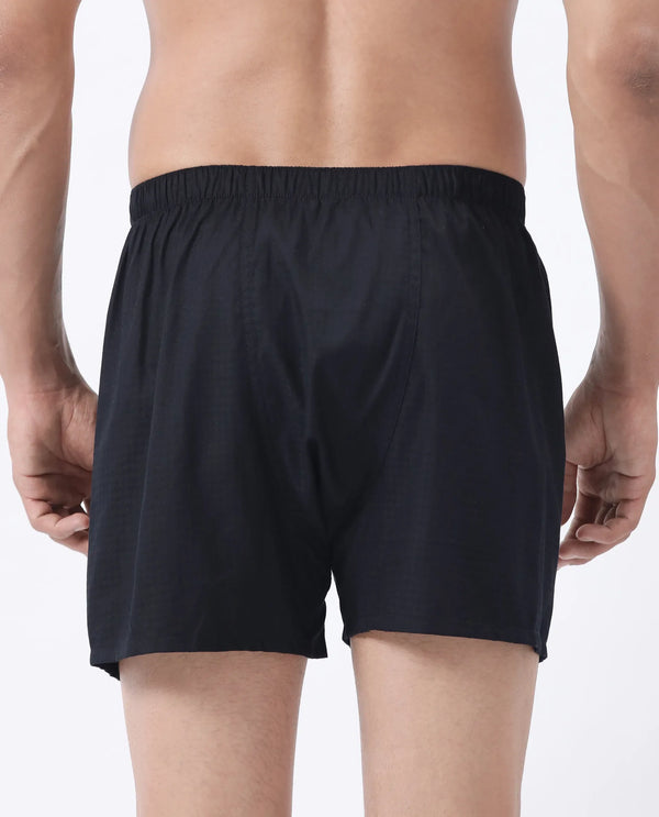 Rare Rabbit Men Kiva Black Lyocell Fabric Button Closure Plain Boxer