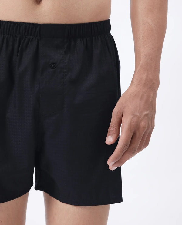 Rare Rabbit Men Kiva Black Lyocell Fabric Button Closure Plain Boxer