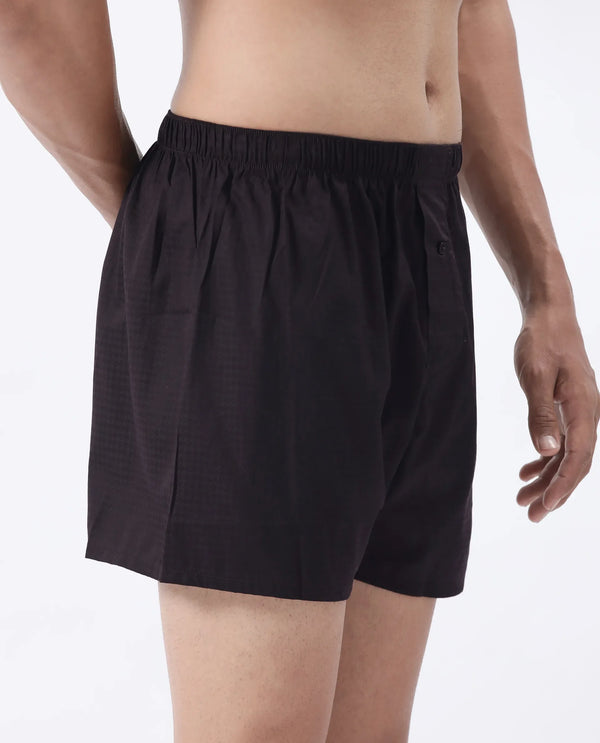 Rare Rabbit Men Kiva Dark Maroon Lyocell Fabric Button Closure Plain Boxer