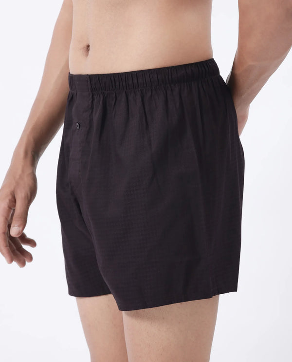 Rare Rabbit Men Kiva Dark Maroon Lyocell Fabric Button Closure Plain Boxer