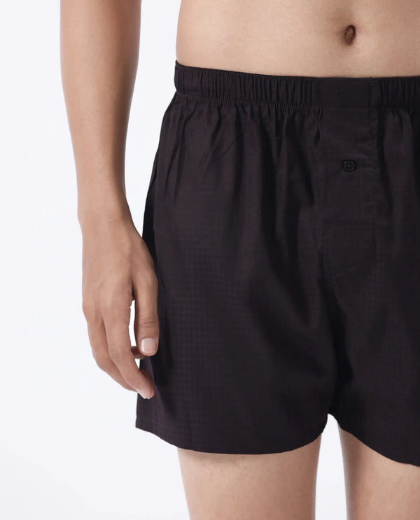 Rare Rabbit Men Kiva Dark Maroon Lyocell Fabric Button Closure Plain Boxer