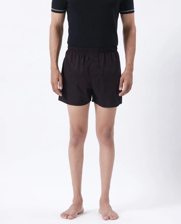 Rare Rabbit Men Kiva Dark Maroon Lyocell Fabric Button Closure Plain Boxer