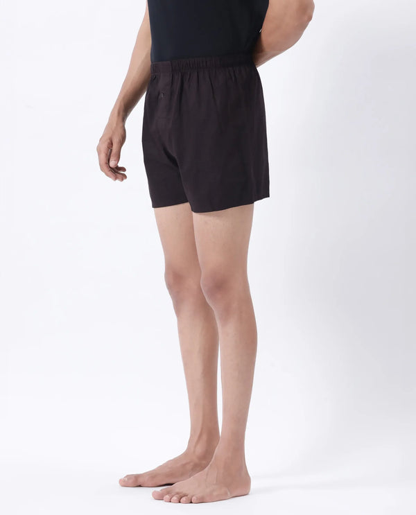 Rare Rabbit Men Kiva Dark Maroon Lyocell Fabric Button Closure Plain Boxer