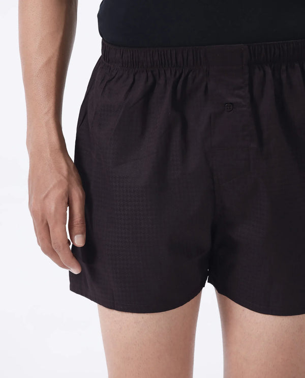 Rare Rabbit Men Kiva Dark Maroon Lyocell Fabric Button Closure Plain Boxer
