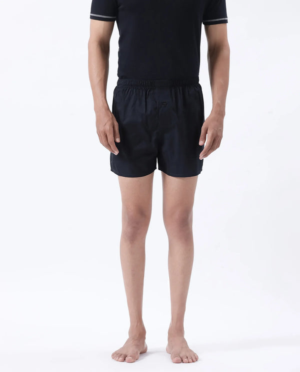 Rare Rabbit Men Kiva Dark Navy Lyocell Fabric Button Closure Plain Boxer