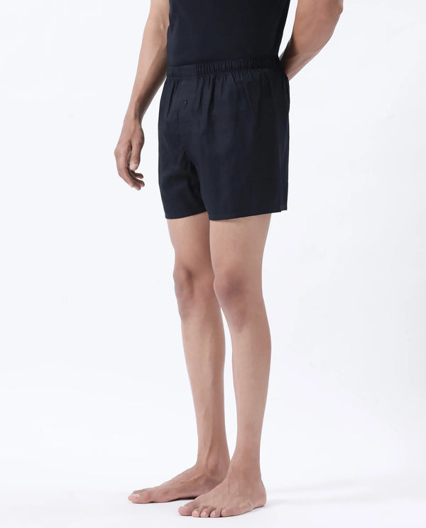 Rare Rabbit Men Kiva Dark Navy Lyocell Fabric Button Closure Plain Boxer