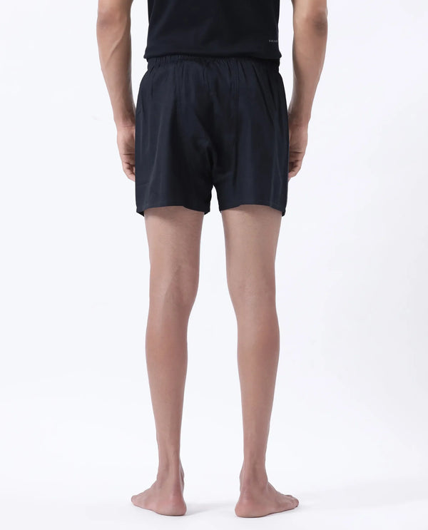 Rare Rabbit Men Kiva Dark Navy Lyocell Fabric Button Closure Plain Boxer