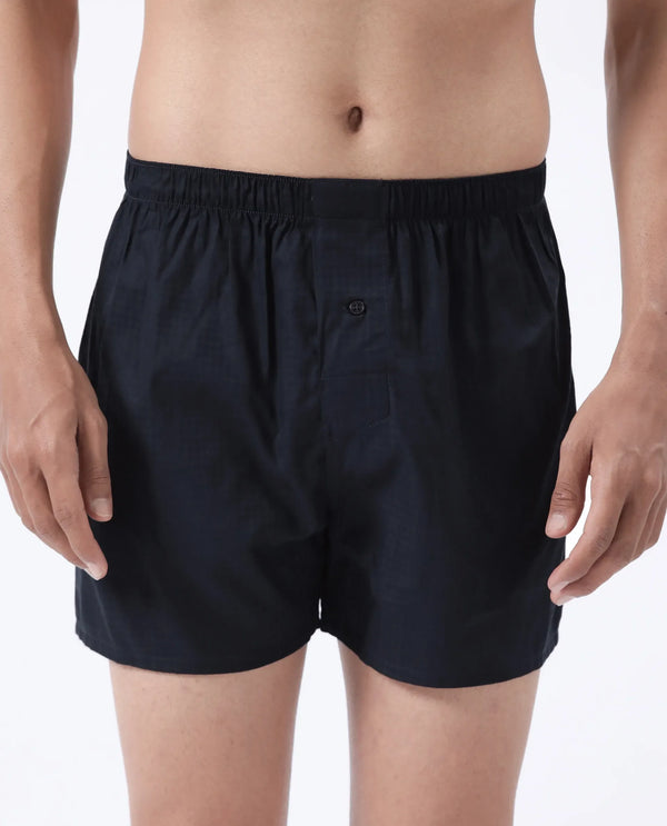 Rare Rabbit Men Kiva Dark Navy Lyocell Fabric Button Closure Plain Boxer