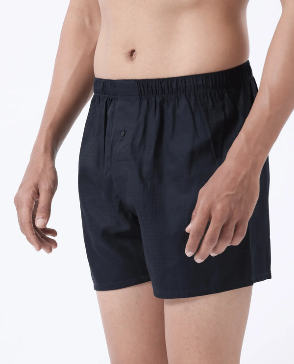 Rare Rabbit Men Kiva Dark Navy Lyocell Fabric Button Closure Plain Boxer