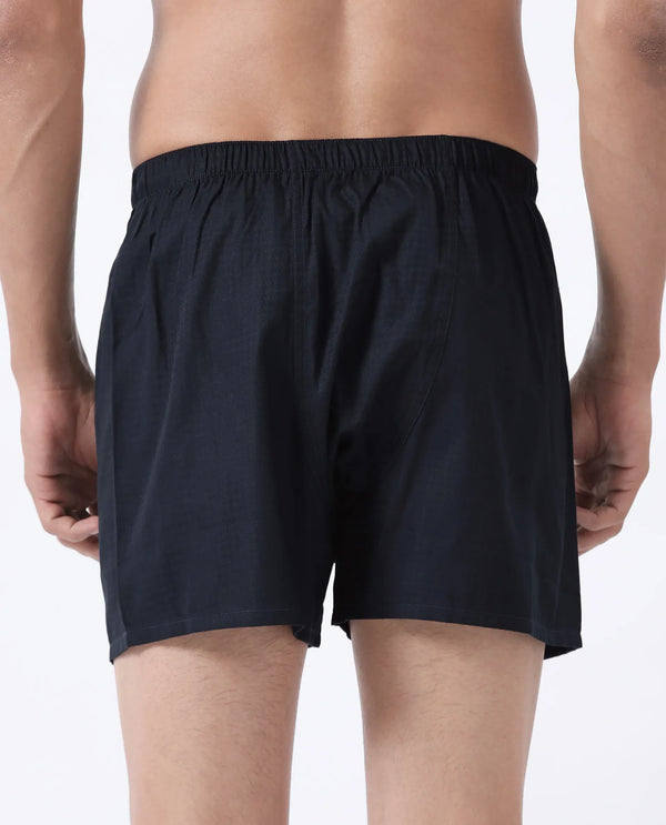 Rare Rabbit Men Kiva Dark Navy Lyocell Fabric Button Closure Plain Boxer