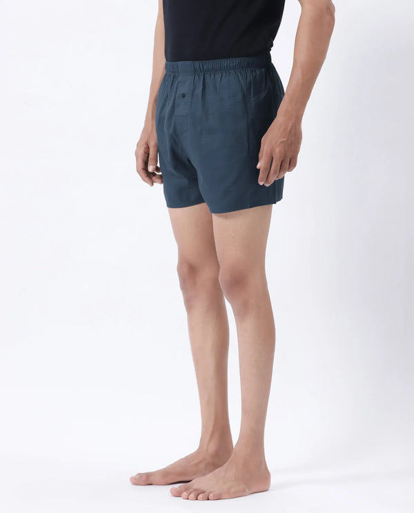 Rare Rabbit Men Kiva Dark Teal Lyocell Fabric Button Closure Plain Boxer