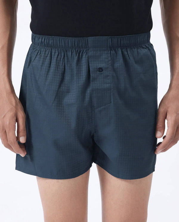 Rare Rabbit Men Kiva Dark Teal Lyocell Fabric Button Closure Plain Boxer