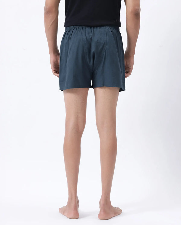 Rare Rabbit Men Kiva Dark Teal Lyocell Fabric Button Closure Plain Boxer
