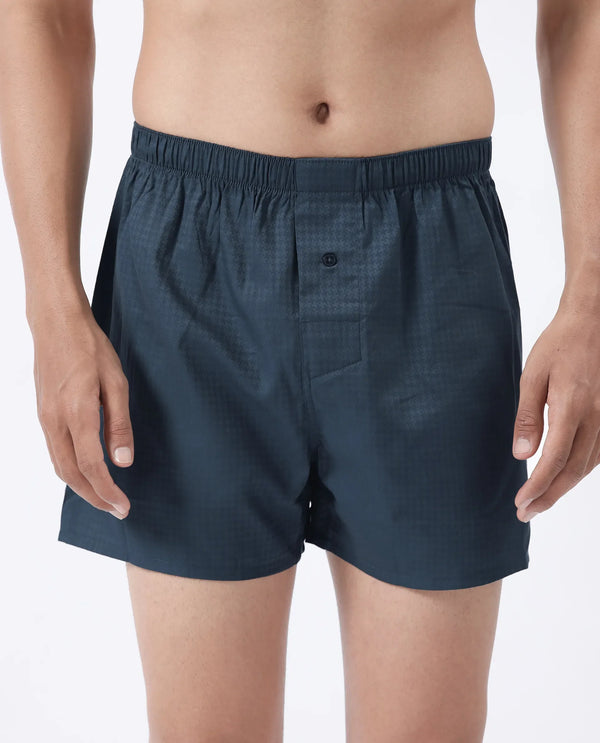 Rare Rabbit Men Kiva Dark Teal Lyocell Fabric Button Closure Plain Boxer