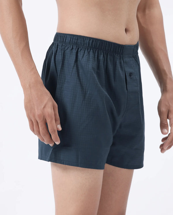 Rare Rabbit Men Kiva Dark Teal Lyocell Fabric Button Closure Plain Boxer