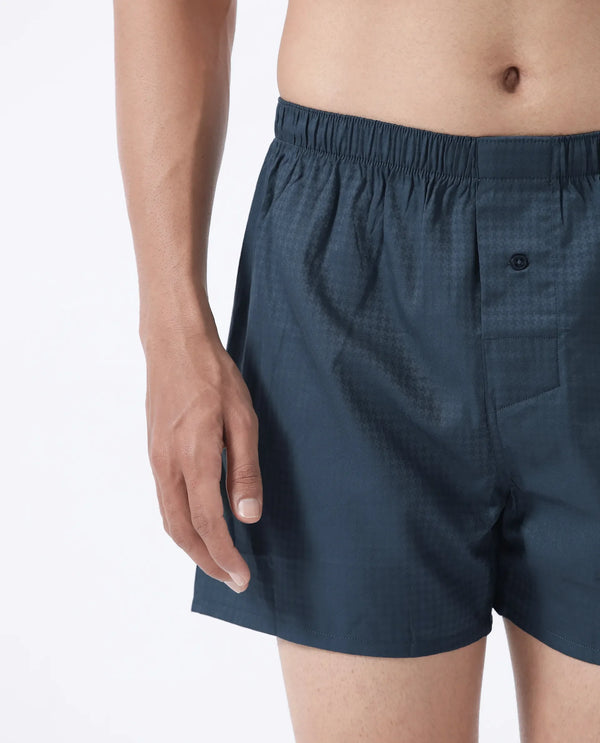 Rare Rabbit Men Kiva Dark Teal Lyocell Fabric Button Closure Plain Boxer